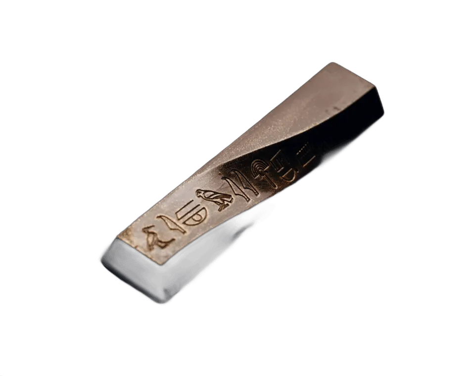 A chocolate ingot with a gilded stamp